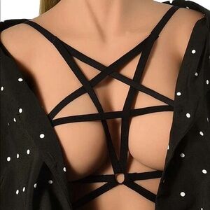 Elastic Ring Linked Strap Chest Cage Harness Cross Bra Bondage